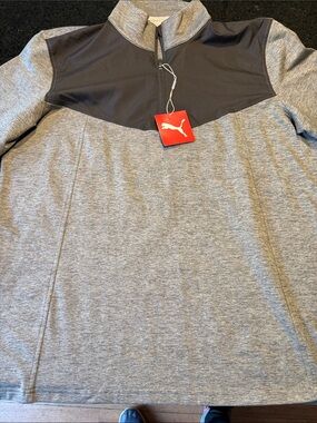Puma Gray and Black Half-Zip Performance Pullover